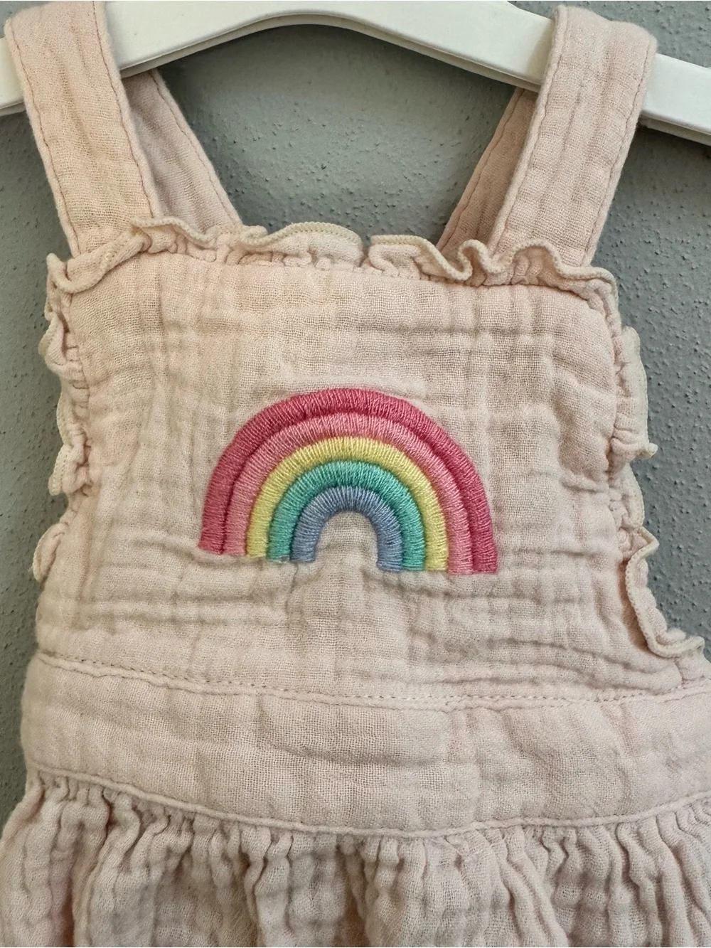 Angel Dear Baby Girls Pink Organic Cotton Muslin Rainbow Bubble Romper 0-3M‎